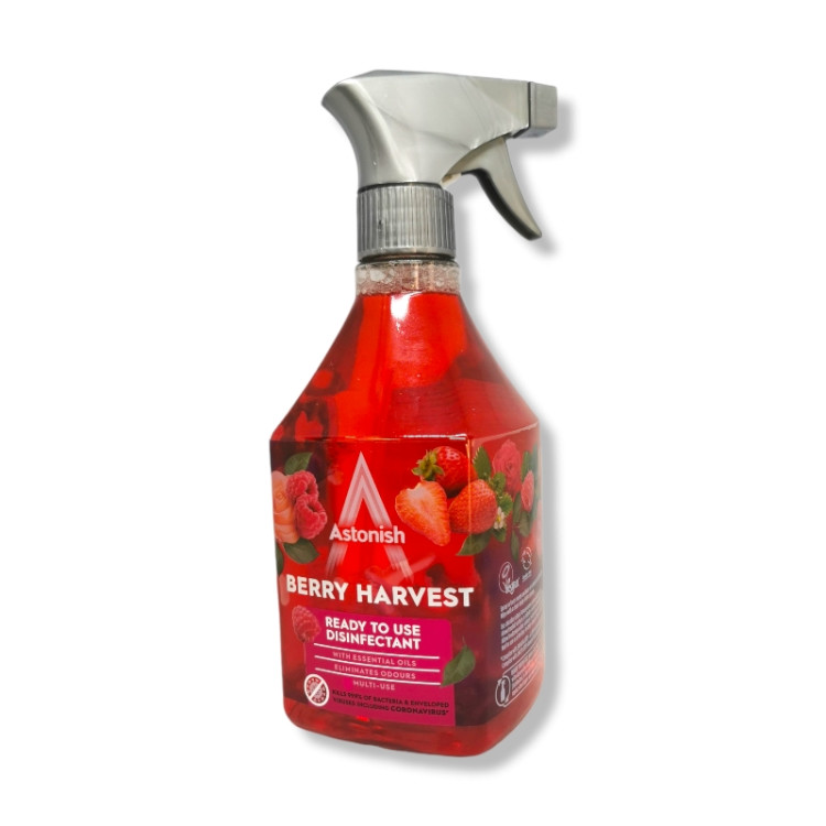 ASTONISH универсален спрей за дезинфекция на ръце и повърхности с аромат, 550мл, Berry Harvest