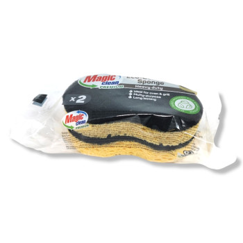 MAGIC CLEAN гъба целулозна, Premium, Силно замърсени повърхности, 2 броя MAGIC CLEAN гъба целулозна, Premium, Силно замърсени повърхности, 2 броя
