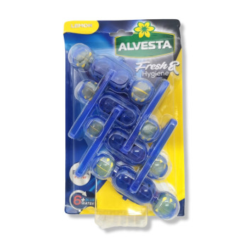 ALVESTA ароматизатор за тоалетна чиния, Синя вода, 4 броя, Лимон