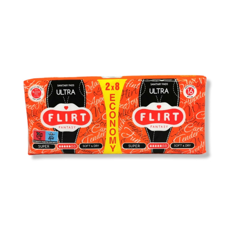 FLIRT дамски превръзки ultra, Super, Soft & Dry, 16 броя