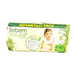 BEBEM бебешки пелени, Natural, Номер 4, 7-14кг, 48 броя 