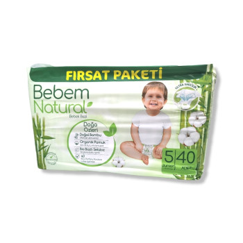 BEBEM бебешки пелени, Natural, Номер 5, 11-18кг, 40 броя 