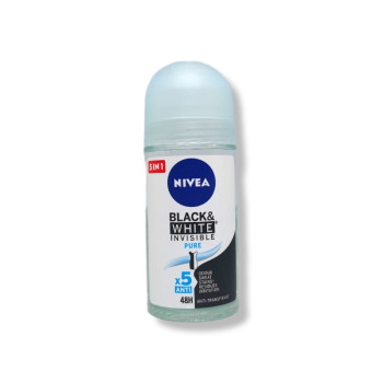 Nivea рол-он дамски, Black & white invisible, Pure, 50мл