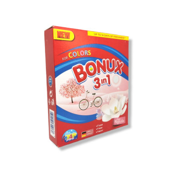 BONUX прах за пране, 400гр, 4 пранета, Цветно пране, Pure Magnolia BONUX прах за пране, 400гр, 4 пранета, Цветно пране, Pure Magnolia
