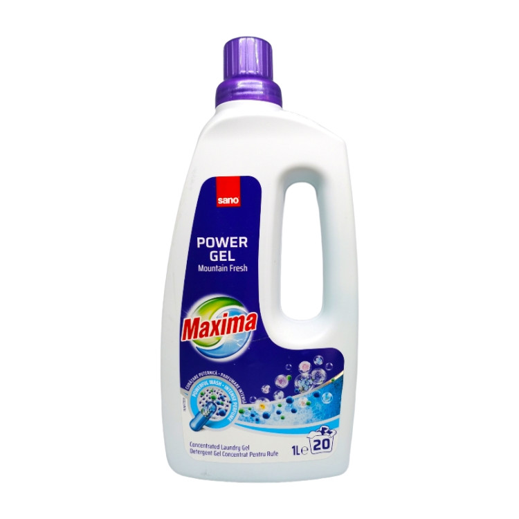 SANO MAXIMA гел за пране, Power gel, 20 пранета, 1 литър, Mountain Fresh