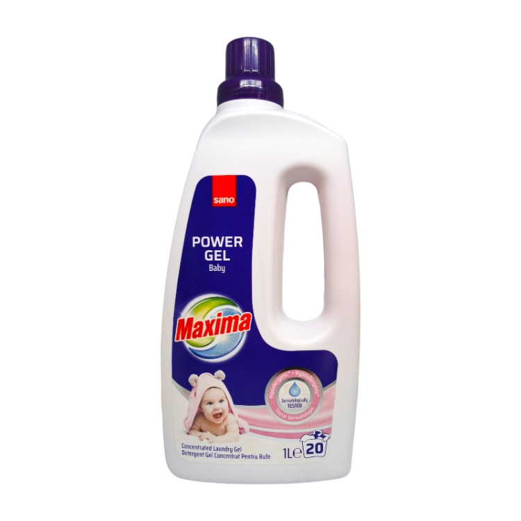SANO MAXIMA гел за пране, Power gel, 20 пранета, 1 литър, Baby
