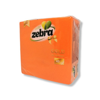 ZEBRA салфетки, Gold, Оранджеви, 33х33см, 2 пласта, 45 броя ZEBRA салфетки, Gold, Оранджеви, 33х33см, 2 пласта, 45 броя