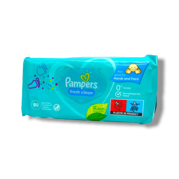 PAMPERS мокри кърпи за бебета, Fresh clean, 80 броя PAMPERS мокри кърпи за бебета, Fresh clean, 80 броя