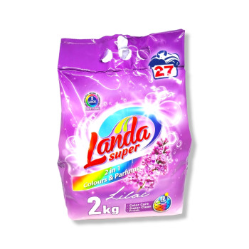 LANDA прах за пране, 2кг, 27 пранета, 2в1, Цветно пране, Люляк LANDA прах за пране, 2кг, 27 пранета, 2в1, Цветно пране, Люляк