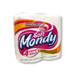 MONDY тоалетна хартия, 3 пласта, 4 броя, 220гр, Pink Delight