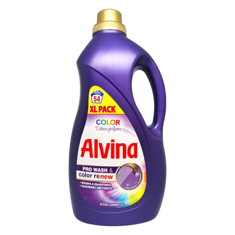 ALVINA течен перилен препарат, 54 пранета, 2700мл, Цветно пране, Color Delux