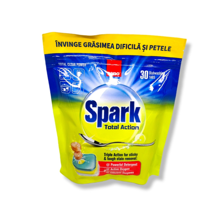 SANO таблетки за съдомиялна машина, Spark, Лимон, 30 броя