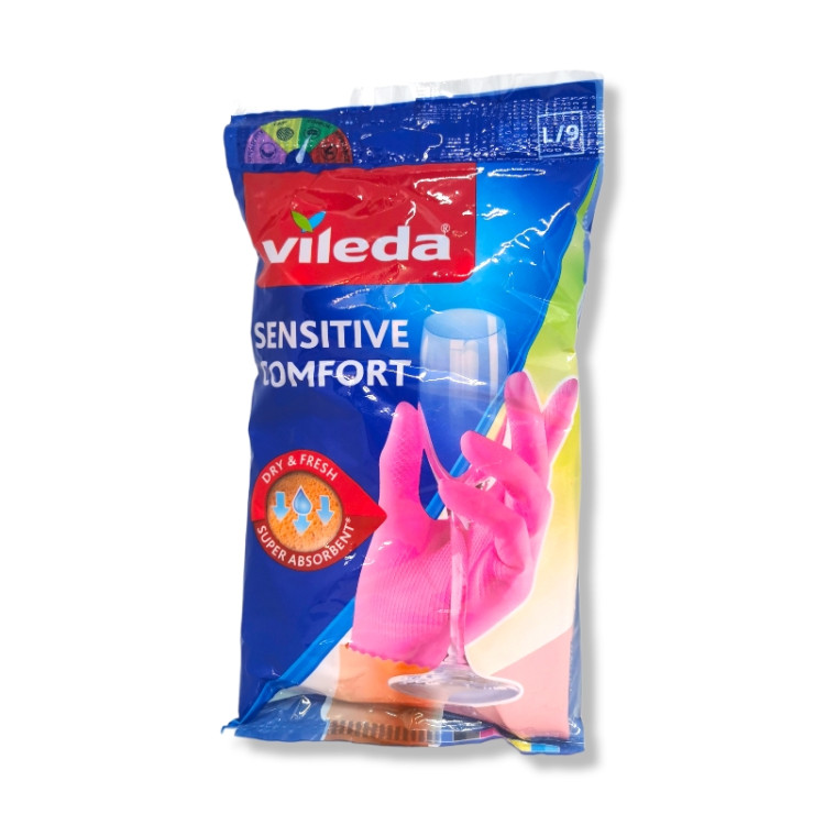 VILEDA ръкавици домакински, Sensitive Comfort, Размер L/9