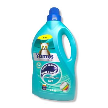 YUMOS течен перилен препарат, 3 литра, 60 пранета, За цветно и бяло пране, White & Color YUMOS течен перилен препарат, 3 литра, 60 пранета, За цветно и бяло пране, White & Color