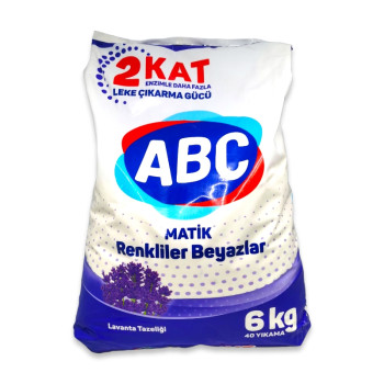 ABC прах за пране, 6кг, Бяло пране, 40 пранета, Лавандула ABC прах за пране, 6кг, Бяло пране, 40 пранета, Лавандула