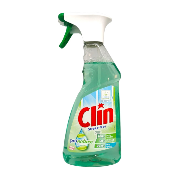 CLIN препарат за почистване и полиране на стъкла, ProNature, Зелен, 500мл