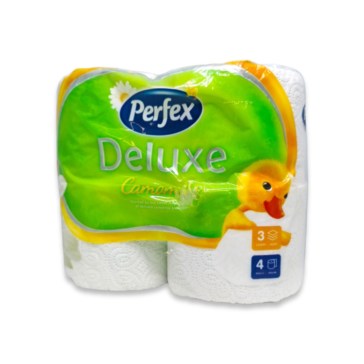 PERFEX тоалетна хартия, Delux, 3 пласта, Аромат лайка, Бяла, 4 броя х 90гр