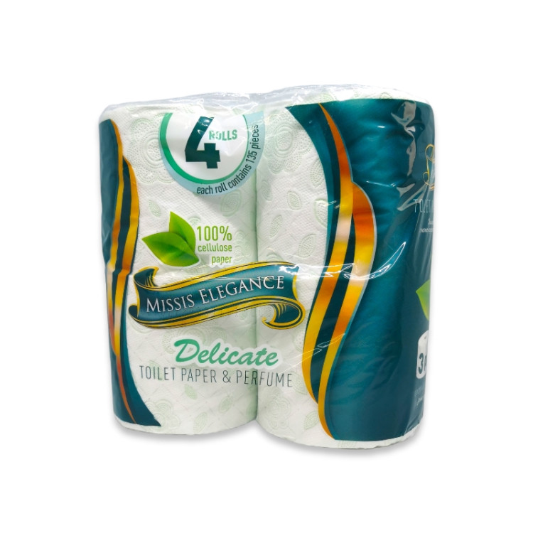 MISSIS ELEGANCE тоалетна хартия, Ароматизирана, 4 броя х 75гр, Зелена