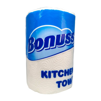 BONUSS кухненска ролка, Бяла, 3 пласта, 26 метра, 100 къса, 300гр 