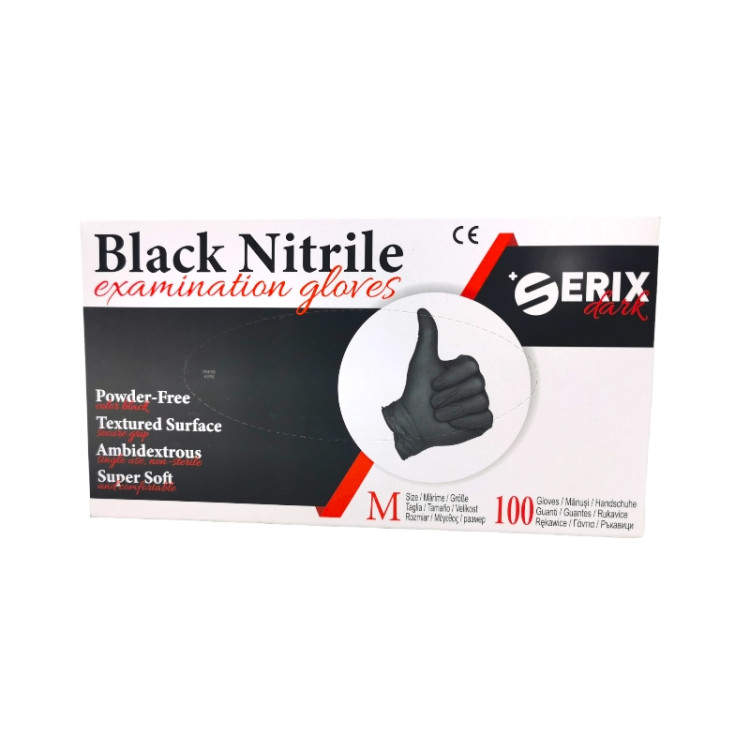 SERIX нитрилни ръкавици, Черни, 100броя, Размер M