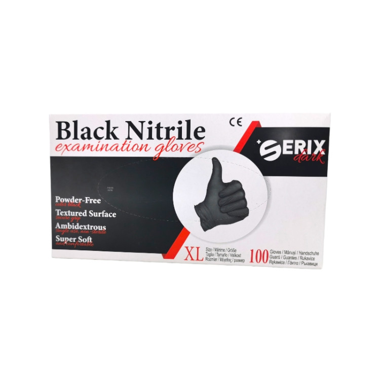 SERIX нитрилни ръкавици, Черни, 100броя, Размер XL
