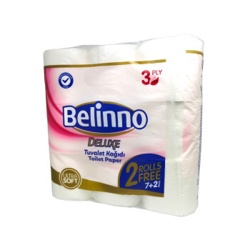 BELINNO тоалетна хартия, Delux, 9 броя х 100гр, Без аромат BELINNO тоалетна хартия, Delux, 9 броя х 100гр, Без аромат