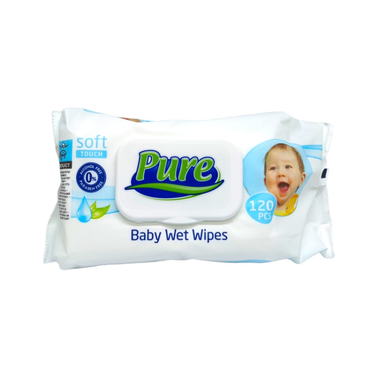 PURE мокри кърпи, Baby, 120 броя