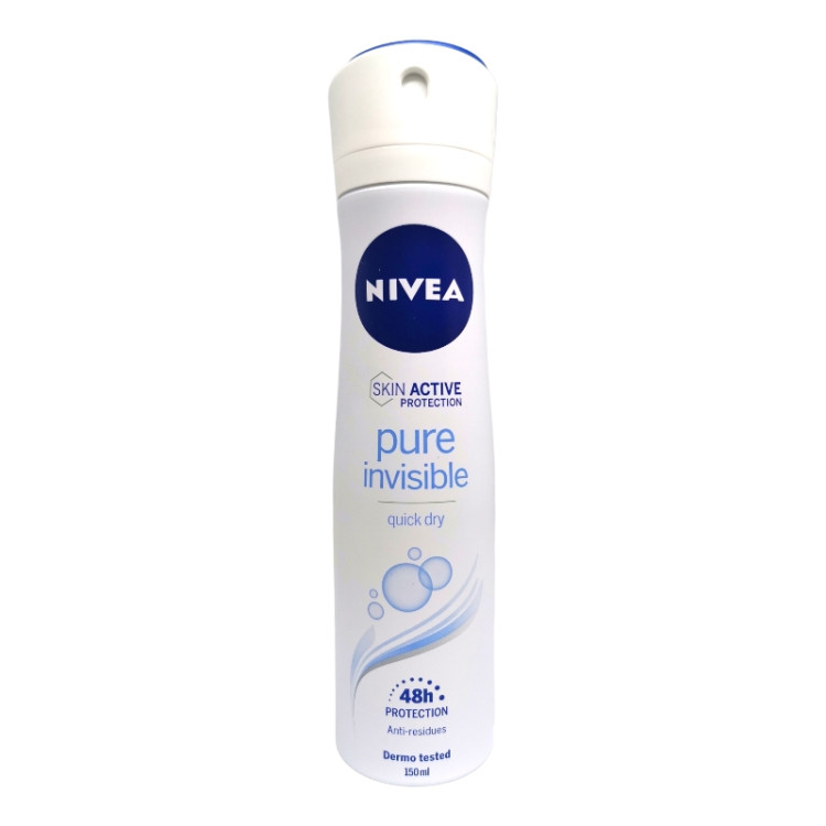 NIVEA дезодорант дамски, Pure Invisible, 150мл