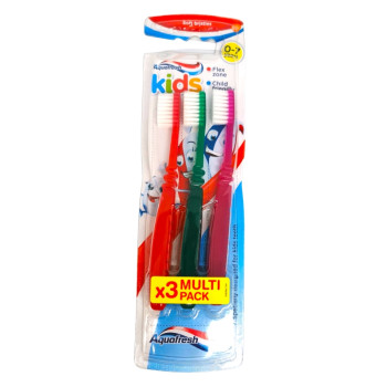 AQUAFRESH четка за зъби, Детска, 0-7 години, 3 броя