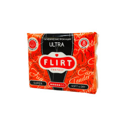 FLIRT дамски превръзки, Ultra, Super, Soft & Dry, 8 броя