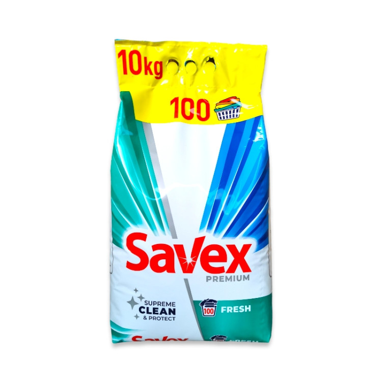 SAVEX прах за универсално пране, Premium, Fresh, 100 пранета, 10кг