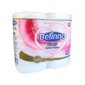 BELINNO тоалетна хартия, Delux, 4броя х 100гр, Без аромат BELINNO тоалетна хартия, Delux, 4броя х 100гр, Без аромат