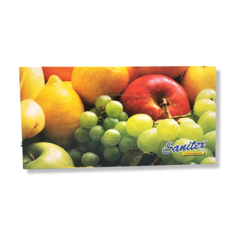 SANITEX салфетки в кутия, 2 пласта, Бели, Плодове, 100 броя