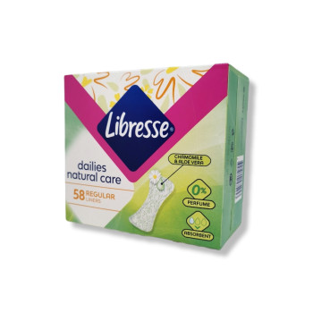 LIBRESSE ежедневни дамски превръзки, Dailies, Natural Care, Regular, 58 броя