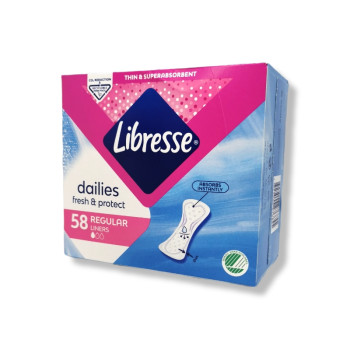 LIBRESSE ежедневни дамски превръзки, Dailies, Fresh & Protect, Regular, 58 броя