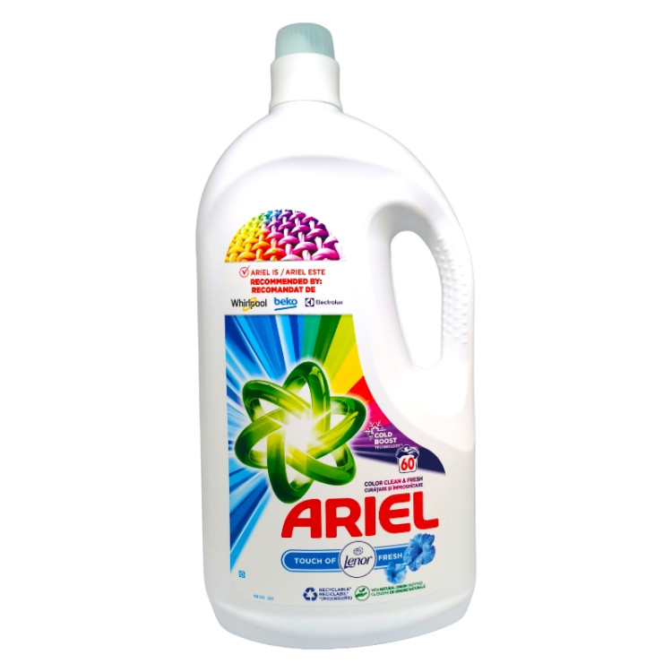 ARIEL течен перилен препарат, 3300мл, 60 пранета, Универсално пране, Touch of Lenor fresh