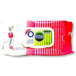 DETOX мокри кърпи за ръце и повърхности, Антибактериални, Розови, 102 броя