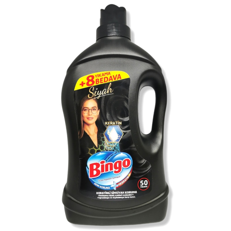 BINGO течен перилен препарат, 50 пранета, 3 литра, Черно пране, Siyah