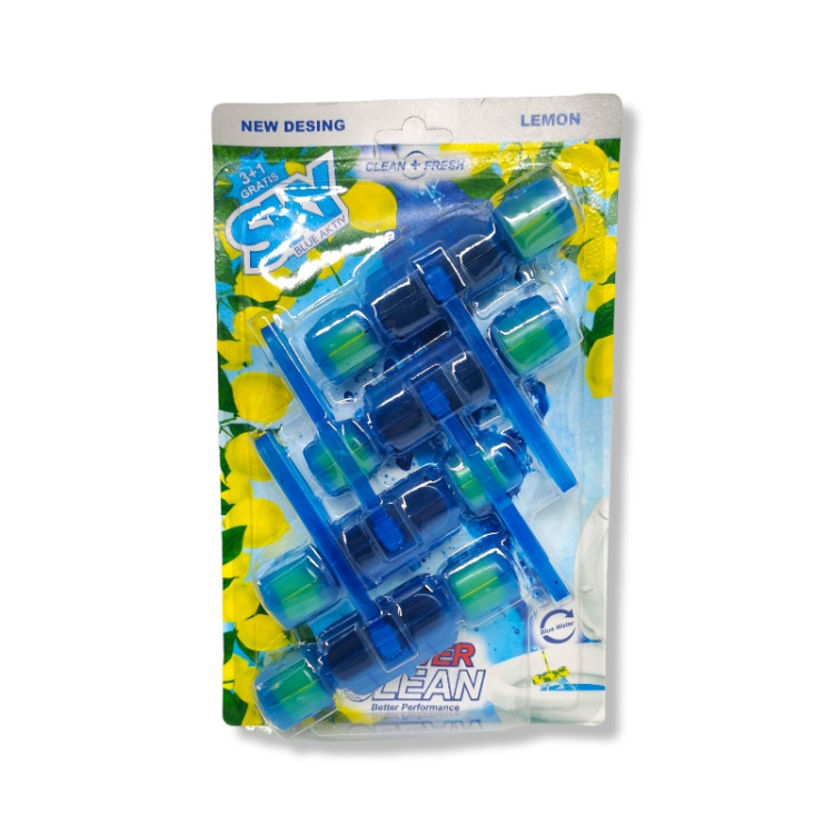 SKY blue aktiv ароматизатор за тоалетна чиния синя вода, Лимон, 4х55гр