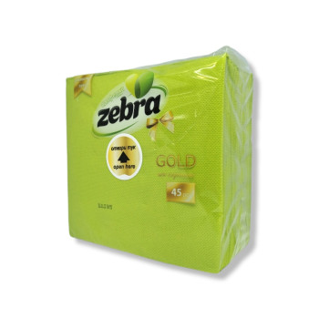 ZEBRA салфетки, Gold, Зелени, 33х33см, 2 пласта, 45 броя ZEBRA салфетки, Gold, Зелени, 33х33см, 2 пласта, 45 броя