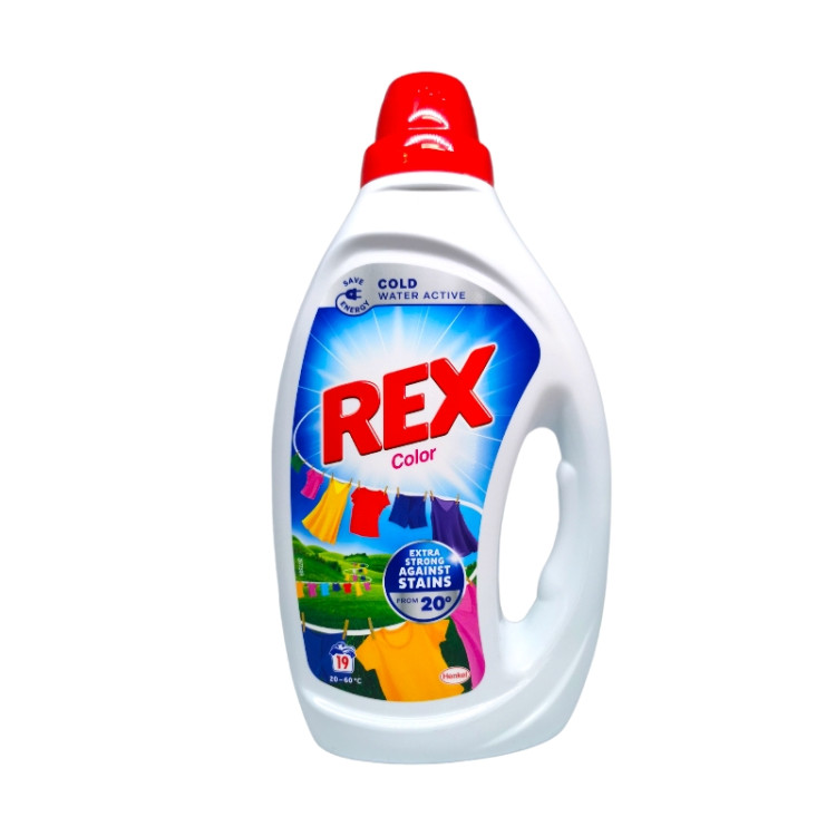REX течен перилен препарат, 19 пранета, 855мл, Цветно пране
