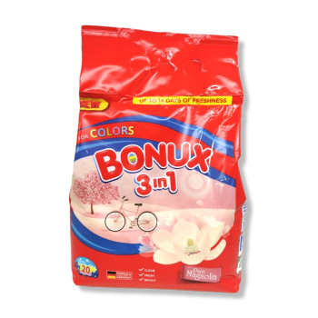 BONUX прах за цветно пране 3в1, Pure magnolia, 2кг BONUX прах за цветно пране 3в1, Pure magnolia, 2кг