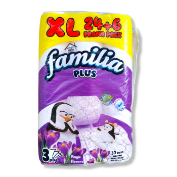 FAMILIA тоалетна хартия, Ароматизирана, Magic Flower, 3 пласта, 75гр, 24+6 броя