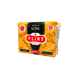 FLIRT дамски превръзки, Ultra, Super, Cotton & care, 8 броя