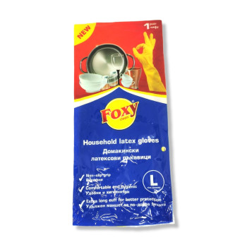 FOXY домакински латексови ръкавици, Размер L, 1 чифт FOXY домакински латексови ръкавици, Размер L, 1 чифт
