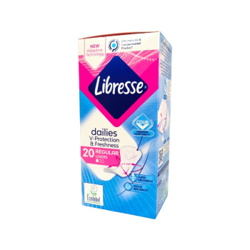 LIBRESSE ежедневни дамски превръзки, Dailies, Fresh & Protect, Regular, 20 броя