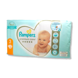 PAMPERS premium care бебешки пелени, Номер 3, 6-10кг, 60броя