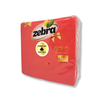 ZEBRA салфетки, Gold, Червени, 33х33см, 2 пласта, 45 броя ZEBRA салфетки, Gold, Червени, 33х33см, 2 пласта, 45 броя