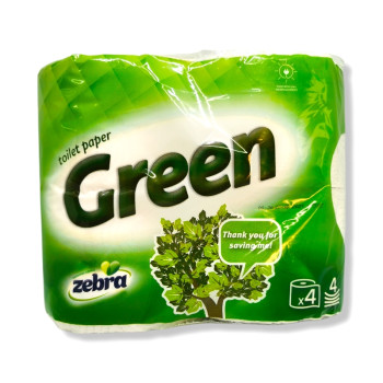 ZEBRA тоалетна хартия, Green, 4 броя ZEBRA тоалетна хартия, Green, 4 броя
