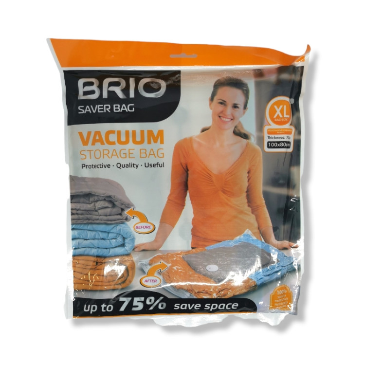 BRIO вакуумен плик за дрехи, Размер XL, 100х80см, 1 брой